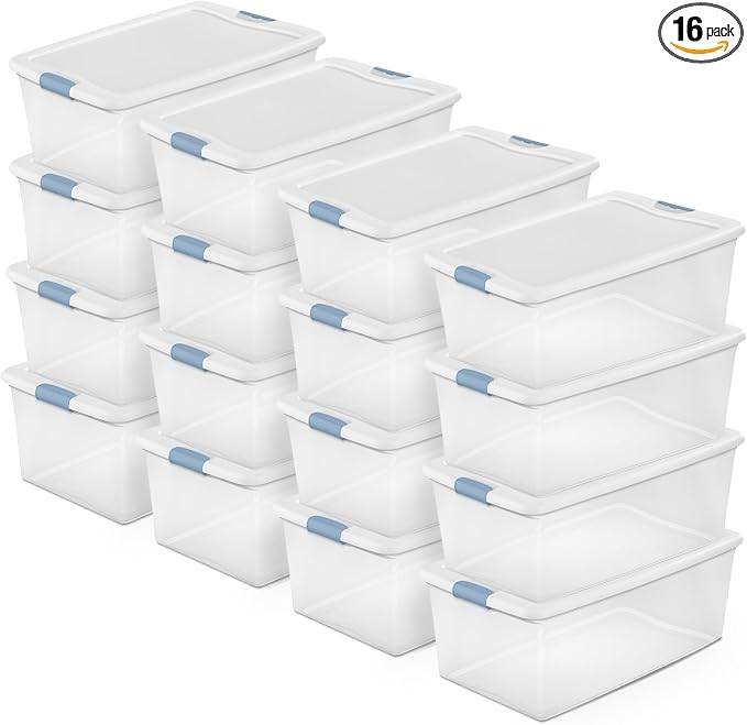 Sterilite 16-Pack Latching Box, Under Bed Storage Bins by Sterilite