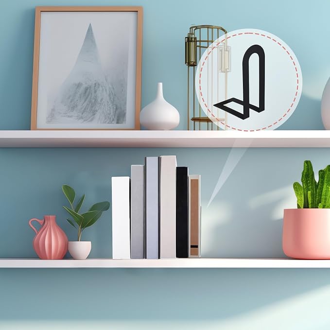Chunful 12 Pcs Black Modern Metal Book Ends - Image 5