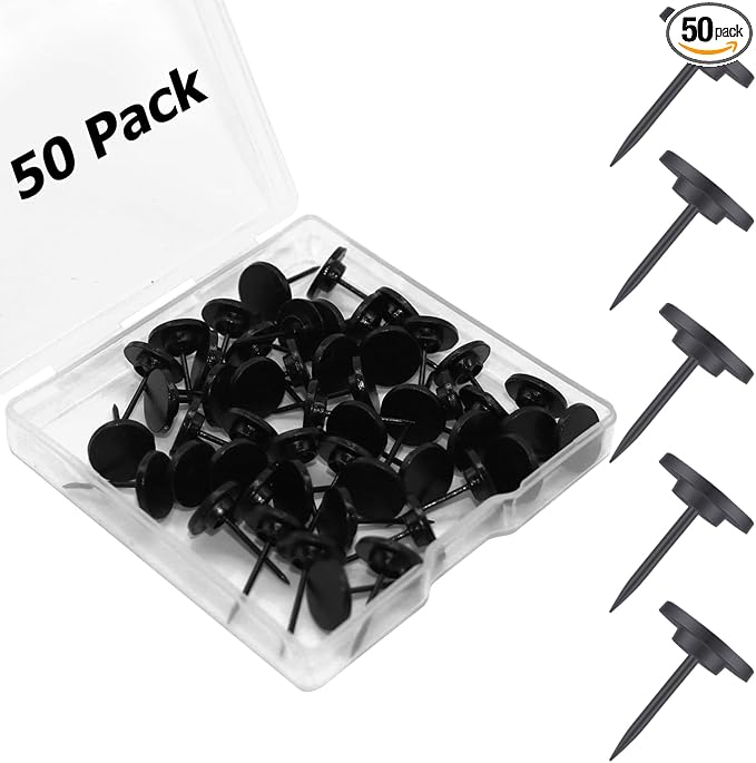 50 Pcs Push Pins for Bulletin Board, Metal Black Thumb Tacks for Picture Photo by Hoaisun