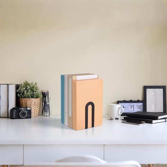 Chunful 12 Pcs Black Modern Metal Book Ends - Image 7