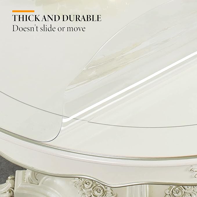 Deep Dream 1.5mm Thick 45 Inches Clear Round Table Protector, Round Table Cover - Image 3