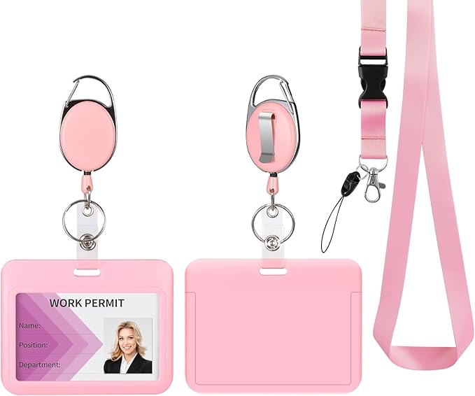 Pink Horizontal ID Badge Holder by happyhbt