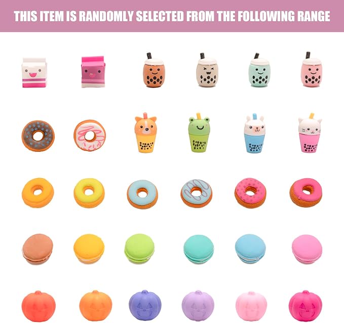 90Pcs 3D Food Erasers for Kids, All are Food Styles, Random Desktop Pets Toys - Image 7