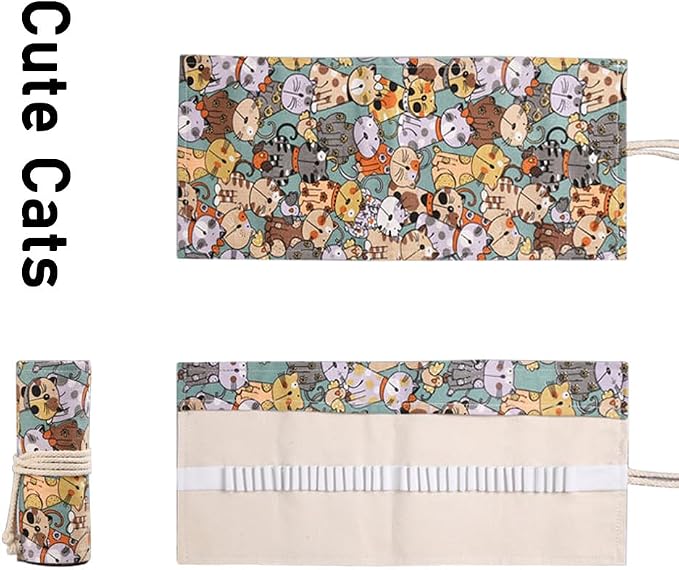 DIYOMR 24/36/72 Slots Pencil Wrap Pencil Rolls, Artist Colored Pencils Roll Up - Image 4