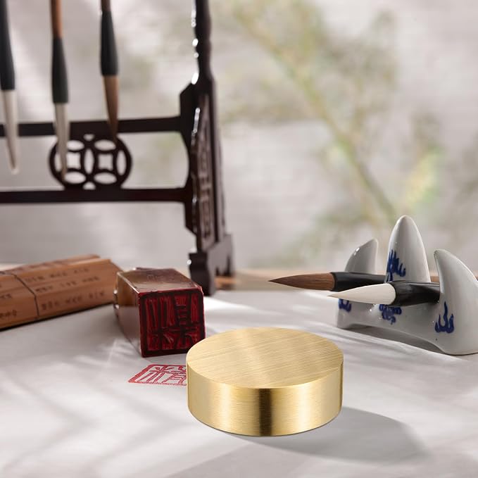 Ipetboom Chinese Calligraphy Brass Paperweight, 1.57 Inch 5pcs Chinese Painting - Image 5