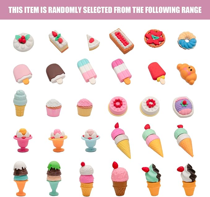 90Pcs 3D Food Erasers for Kids, All are Food Styles, Random Desktop Pets Toys - Image 6