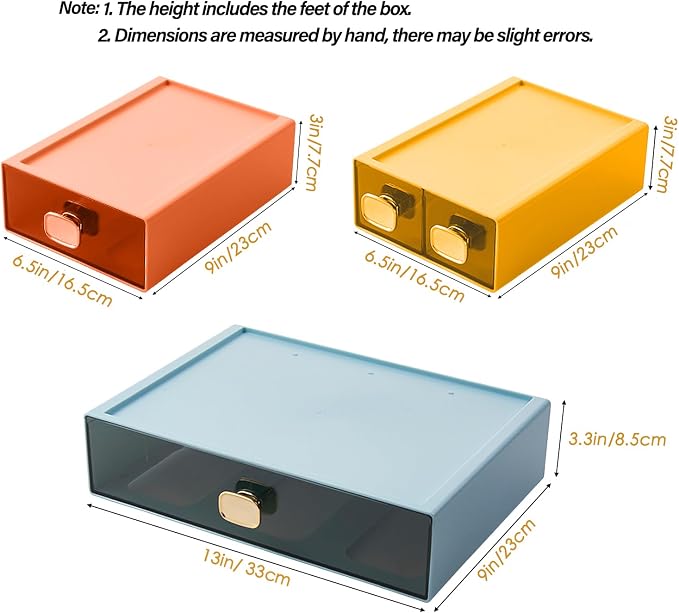 2PACK Stackable Drawer for Desk 6.5"x9"x3" Desktop Storage Organizer - Image 2