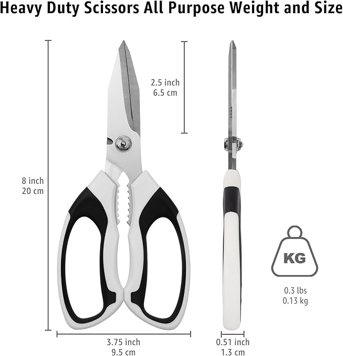 BoFuYuan 8-Inch Utility Scissors All Purpose Heavy Duty, Serrated Blade - Image 3