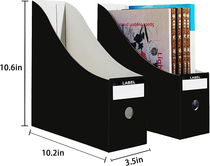 Limitliho 12 Pack Black Cardboard Magazine File Holder - Image 2