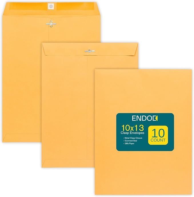 EnDoc 10 x 13 Clasp Envelopes – 10 Pack Brown Kraft Catalog Envelopes - Image 2