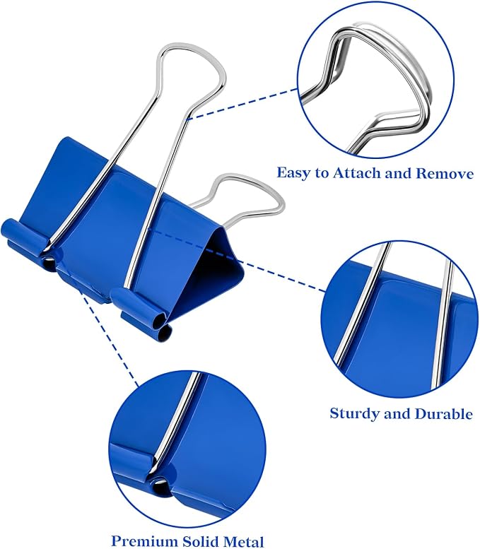 Temiary 48 Pcs Binder Clips, 0.98 Inch Medium Metal Binder Paper Clip - Image 3