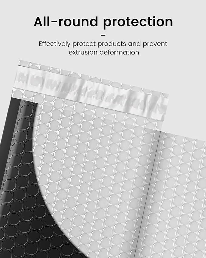 GSSUSA Black Bubble Mailers 4x8 Inches 50 Pack, Usable Size 4X7" Bubble - Image 3