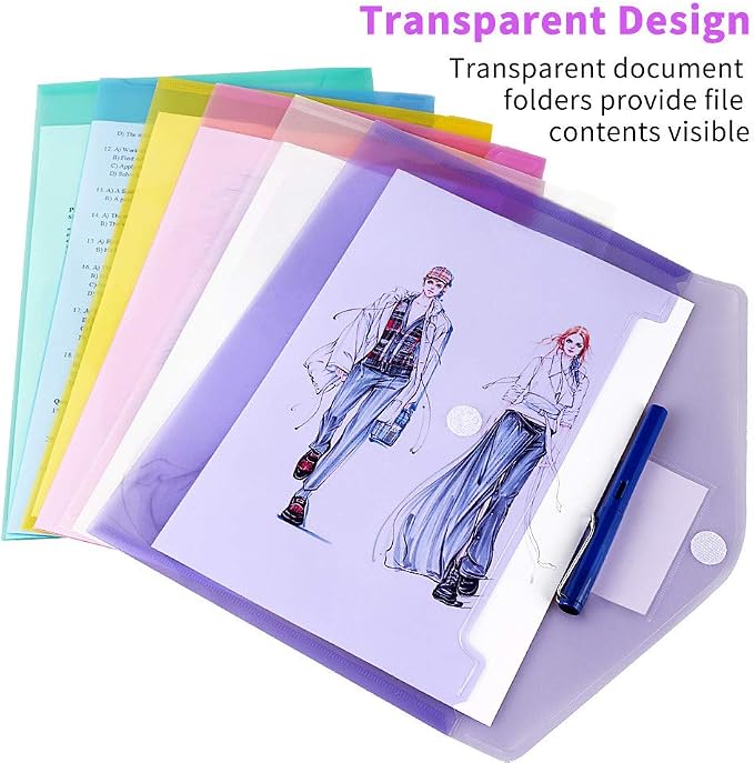 6 Pack Plastic Poly Filing Envelopes, 6 Assorted Color - Image 4