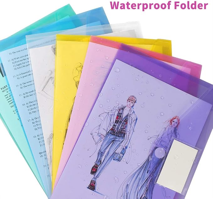 36 Pack Plastic Poly Filing Envelopes, 6 Assorted Color - Image 2