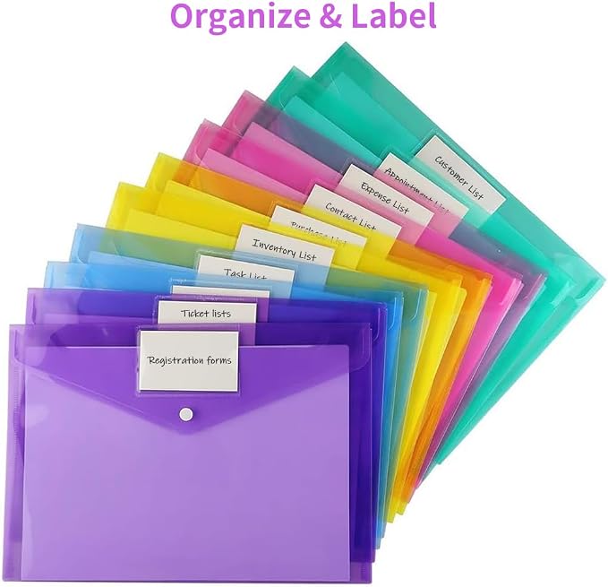 Sooez 20 Pack Folders Plastic Envelopes, Letter A4 Size Poly File Envelopes - Image 2