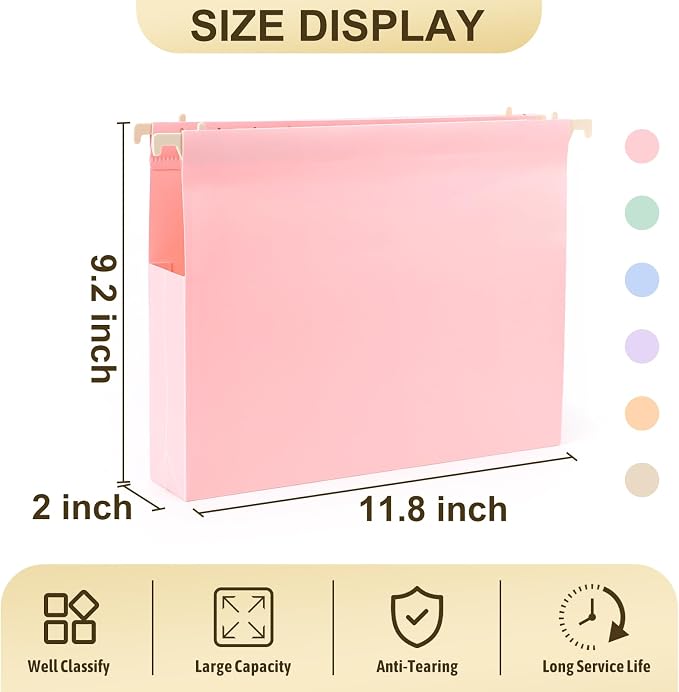 Extra Capacity Plastic Hanging File Folders Letter Size, 18 Pack 2 Inch - Image 2