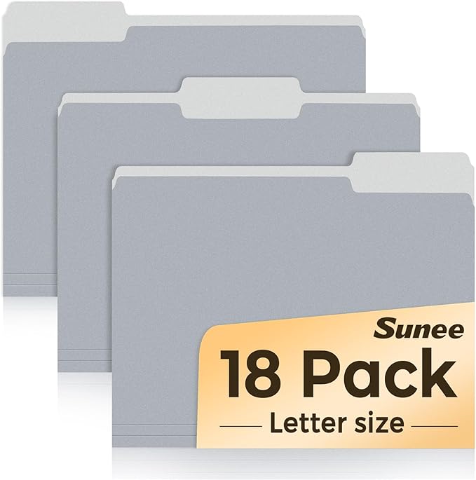 SUNEE File Folders, 18 Pack Manilla Folders 8.5 x 11, Colored Folders Office by SUNEE