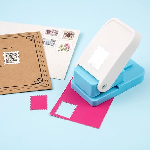 2 Pcs Craft Hole Punch, 1X0.8 inch Rectangular Postage Stamp Punches & 1" - Image 2