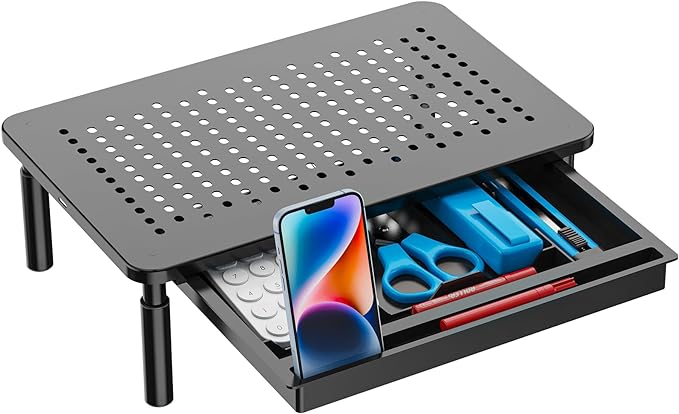 WALI Dual Monitor Stand with Storage, Desk Monitor Riser 3 Height Adjustable by WALI