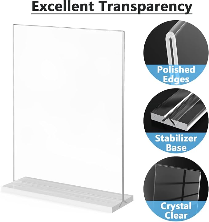 MaxGear Acrylic Sign Holder 8.5x11 T Shape 3 Pack | T Shape Display; - Image 4