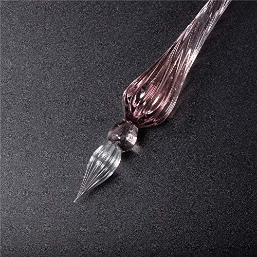 Handmade Glass Dip Pen Crystal Calligraphy Pen Signature Dipped Pen for Artist Women Men Teens,Writing Drawing Decoration Gifts (Light Purple)