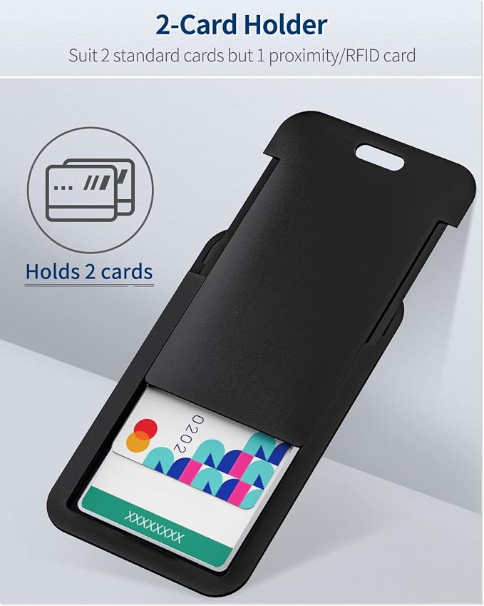 Uniclife 10 Pack Sliding ID Badge Holder Hard Black Vertical Plastic Card Case - Image 3