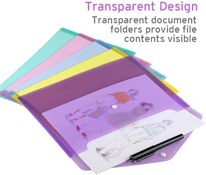 Sooez 28 Pack Folders Plastic Envelopes, Letter A4 Size Poly File Envelopes - Image 4