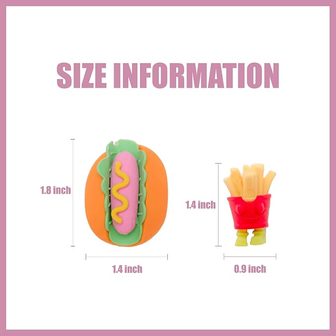 90Pcs 3D Food Erasers for Kids, All are Food Styles, Random Desktop Pets Toys - Image 2