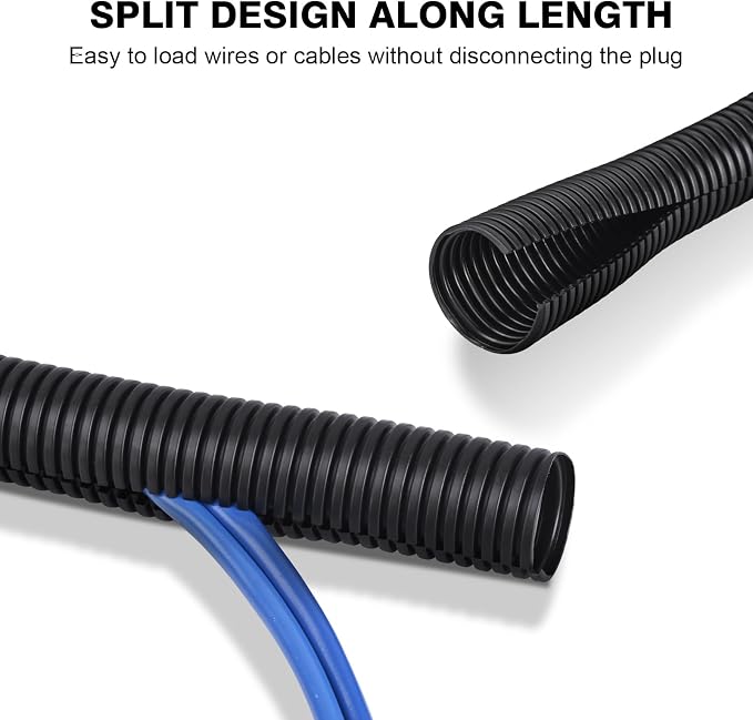 25ft - 1 inch Flame Retardant Split Wire Loom Tubing - High Temp Flexible Wire - Image 2