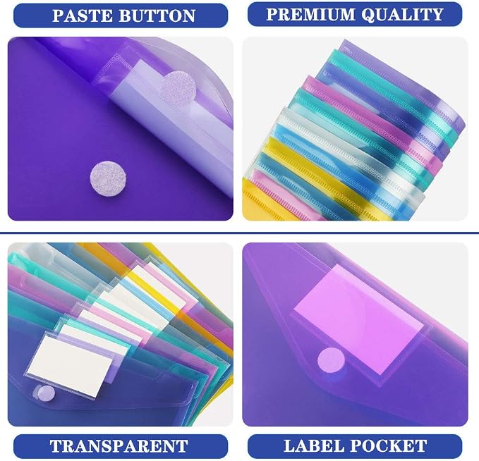 36 Pack Plastic Poly Filing Envelopes, 6 Assorted Color - Image 3