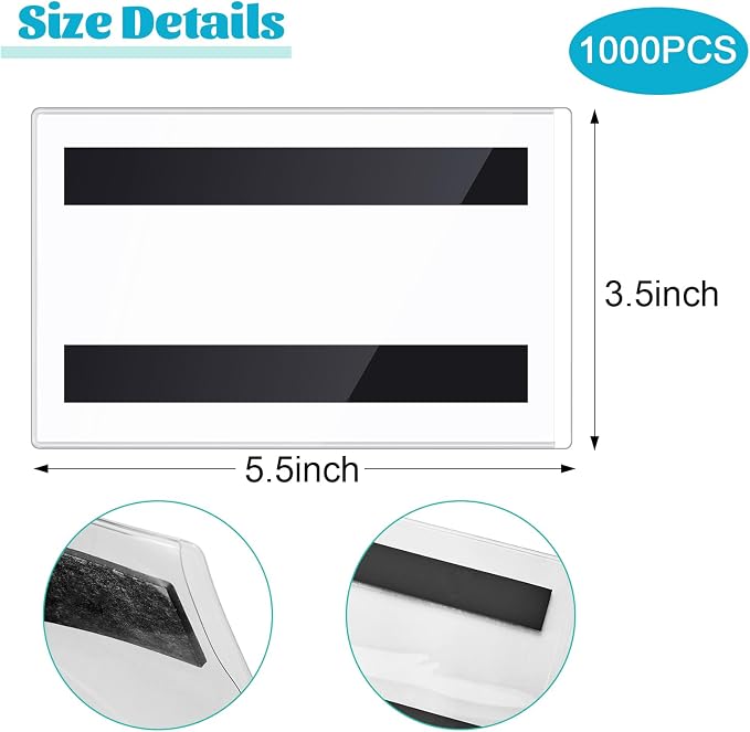 Ctosree 1000 Pcs Magnetic Label Holder 5.5 x 3.5 Inches Pallet Rack Sign Holder - Image 2