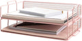 BLU MONACO | Paper Tray Stackable Pink Mesh Set of 2 | Stackable File Trays by Blu_Monaco
