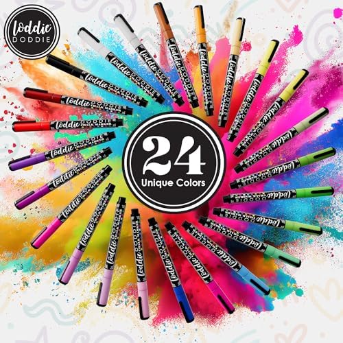 Loddie Doddie Chalk Markers, Fine Tip Chalk Markers, Multicolor, 24 Pack