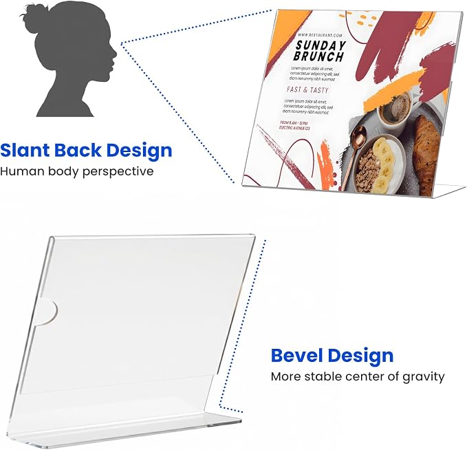 Acrylic Sign Holder 4 x 6 Horizontal, L-Shape Clear Plastic Display Stand - Image 6