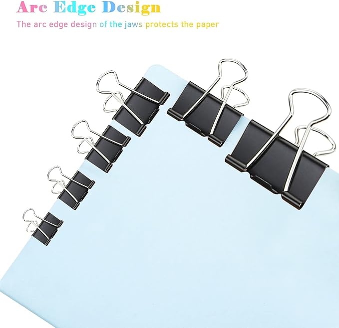 Binder Clips, 144 Pack, 1 Inch, Standard 25mm, Capacity 0.47 Inch, Metal Paper - Image 6