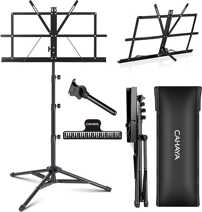 CAHAYA Portable Sheet Music Stand: Dual Use Desktop Book Holder Folding by CAHAYA