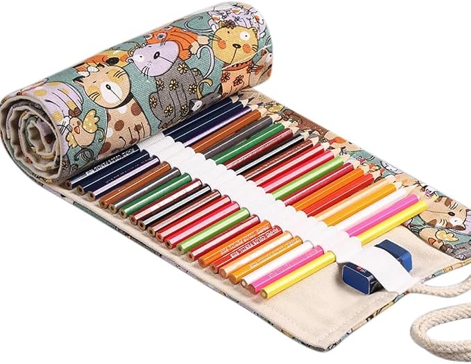 DIYOMR 12/24/36/72 Slots Pencil Wrap Pencil Rolls, Artist Colored Pencil Roll - Image 5