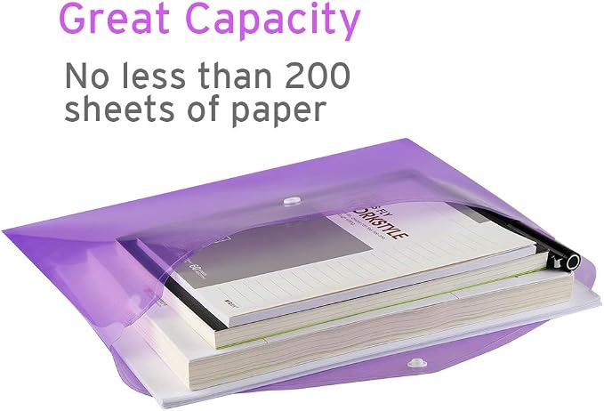 Sooez 20 Pack Folders Plastic Envelopes, Letter A4 Size Poly File Envelopes - Image 7