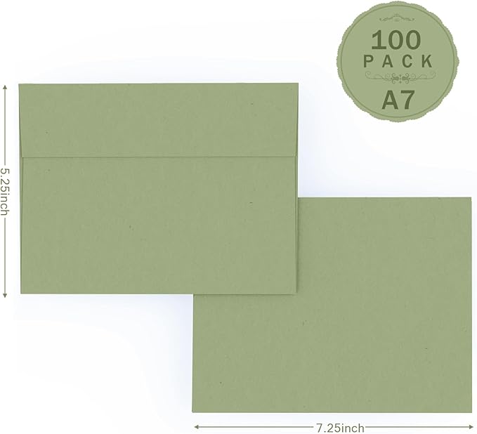 A7 Sage Green Envelopes 100 Pack, Goefun 5x7 Self Seal Printable Envelopes - Image 2