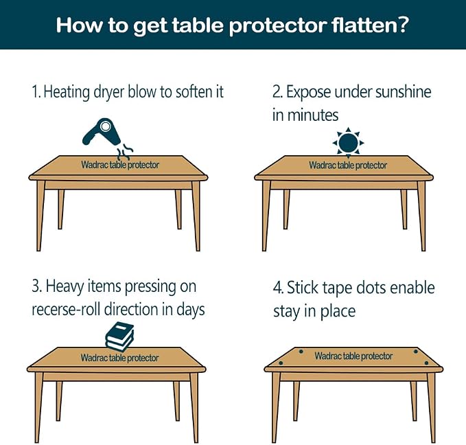 Wadrac Clear Table Protector Plastic Table Cloths PVC Night Stand Table Cover - Image 7