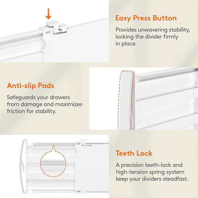 Lifewit 5" High 9 Pack Drawer Dividers, 11.5"-18.5" Adjustable Deep Drawer - Image 7