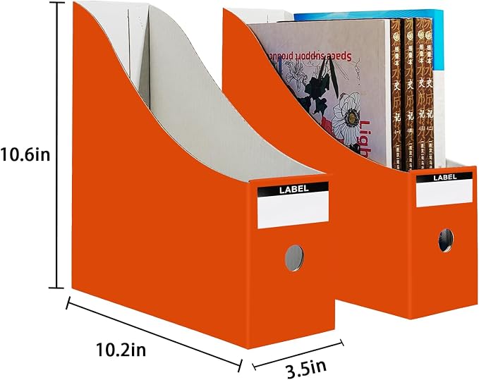 Limitliho 2 Pack Cardboard Magazine Storage Boxes, Vertical File Organizer Box - Image 6