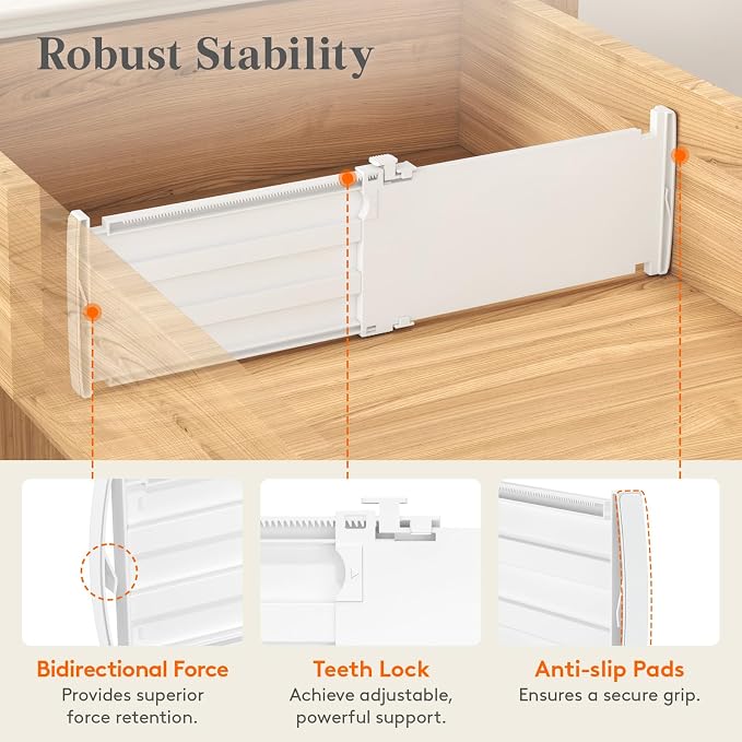 Lifewit 5" High 5 Pack Drawer Dividers, 11.5"-18.5" Adjustable Deep Drawer - Image 5