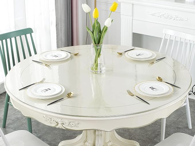 Deep Dream 1.5mm Thick 47 Inches Clear Round Table Protector, Round Table Cover by DeepDream