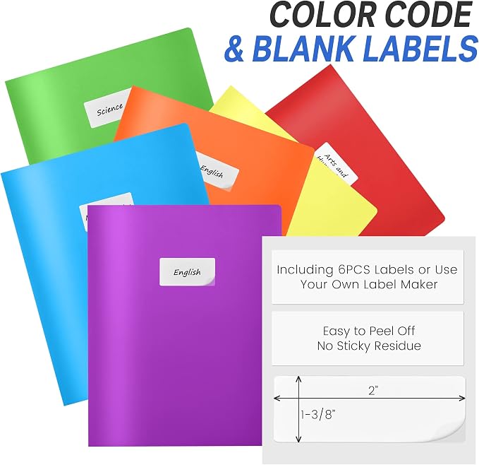 Sooez 14 Pack Folders with Pockets, Pocket Folders with Extra Labels, Plastic - Image 2