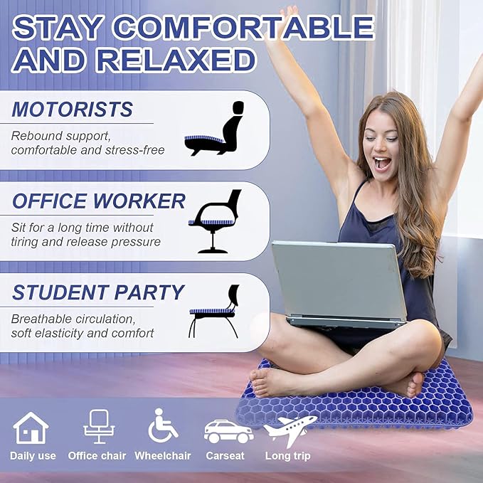 Gel Seat Cushion, Super Large Gel Cushion Chair Pads - Image 3