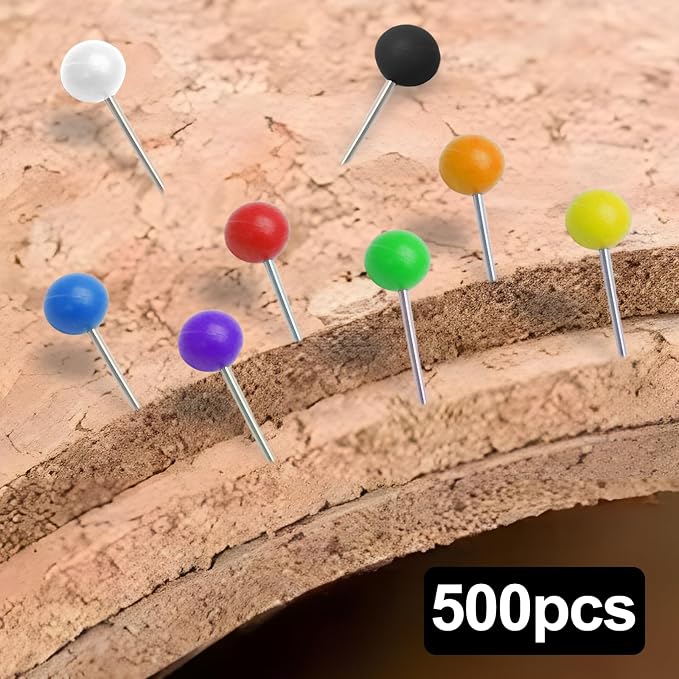 500Pcs Yellow Map Pins, 1/8 Inch Map Tacks, Round Ball Head Map Push Pins - Image 5