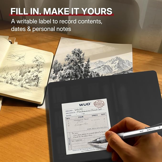 WUO Mechanical Pencils 0.7mm, 3 Silver Metal Drafting Pencils - Image 9