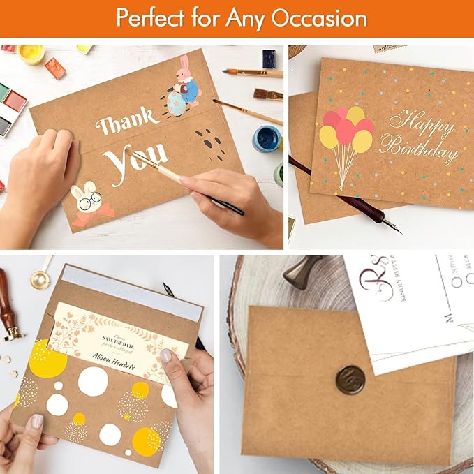 50 Pack 5x7 Envelopes for invitations Kraft Envelopes Quick Self Seal Perfect - Image 2