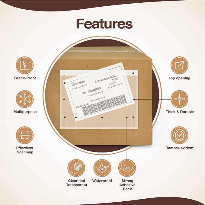 7x10 Shipping Label Sleeves 500 Pack-Strong Adhesive Back - Image 3